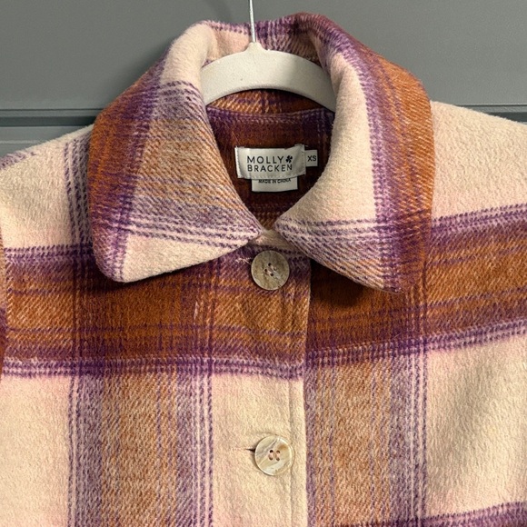 Molly Bracken short plaid button jacket/ shacket with collar and buttons! - Picture 3 of 8